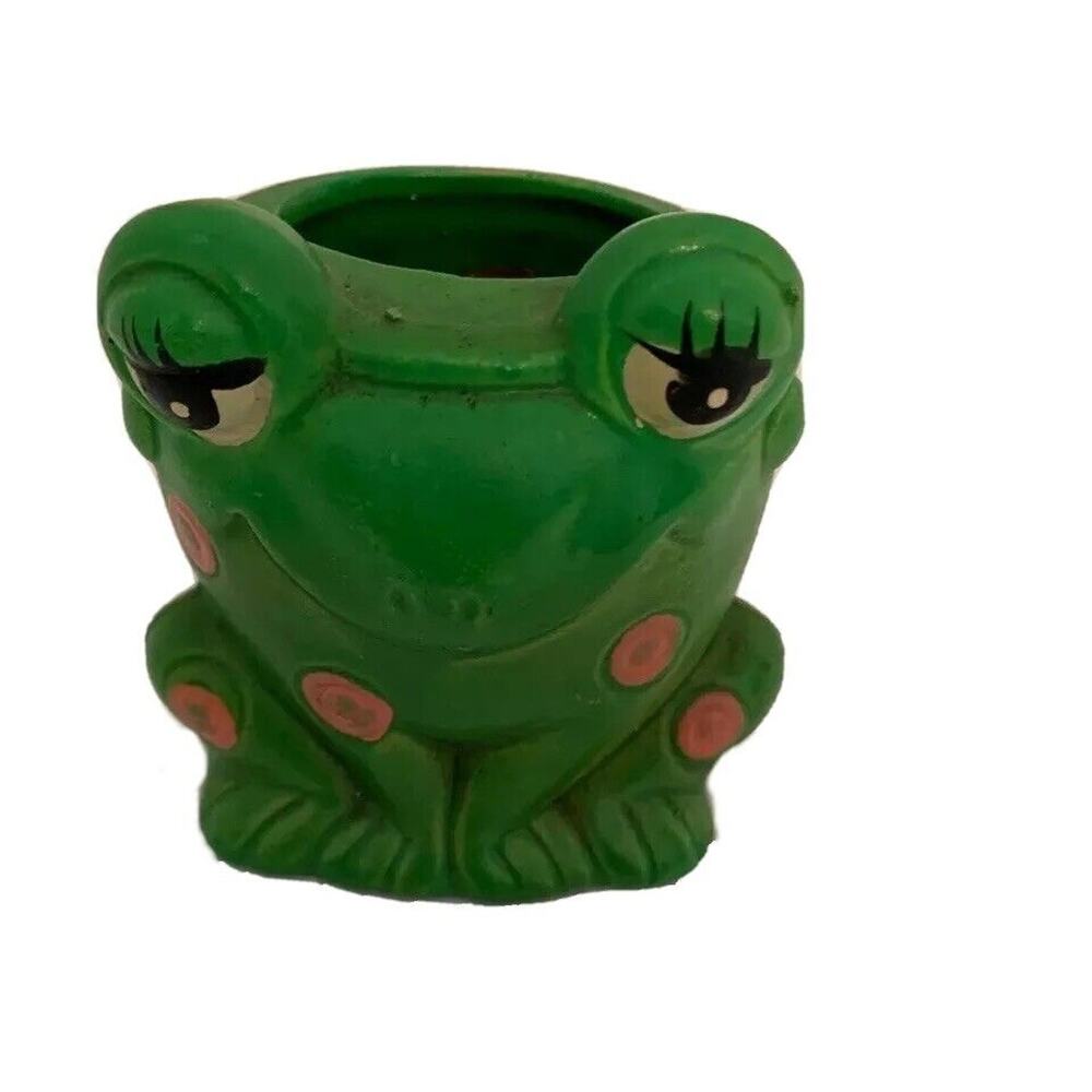 Vintage A. Price Imports Japan Porcelain Frog Candle Holder 2 1/2"h Kitschy Gree